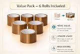 1ABOVE 6 Rolls Brown Packing Tape 48mm x 66m Heavy Duty 54 Micron Box Tape view 7