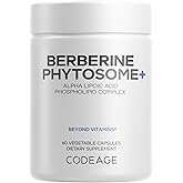 Codeage Berberine Phytosome Supplement - Berberine HCL, Alpha Lipoic Acid, Phospholipid Complex - 2-Month Supply - Berberine HCL - Berberine Hydrochloride - Gluten-Free, Non-GMO - 60 Capsules