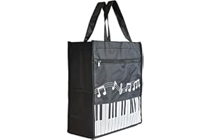 Farcaya Piano Keys Handbag Music Tote Bag Oxford Cloth Nylon Waterproof Storing Sheet Books for Teacher Gifts (Black)