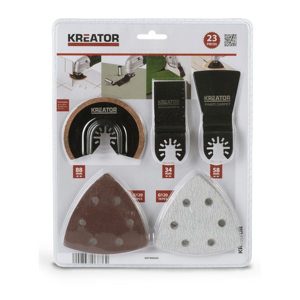 KREATOR KRT990045 Kit 23 Pieces Sheets and Sanding Paper for Multi-Purpose Tool