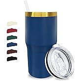 Metalya 20 oz Tumbler Stainless Steel Tumbler with Lid and Straw, Double Wall Vacuum Insulated Travel Coffee Mug for Laser Engrave, Powder Coated Cups for Hot and Cold Drinks (Navy,1 pack)