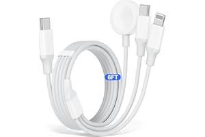 AYicaa Apple Watch Charger USB C Charger Cord for iWatch Charger Fast Charging Cable 3 IN 1 Multi Devices Travel Charger Cable for Apple Watch Series 9/8/7/6/5/4/3/2/Ultra 2/1/SE/Pods/For iPhone 15 14