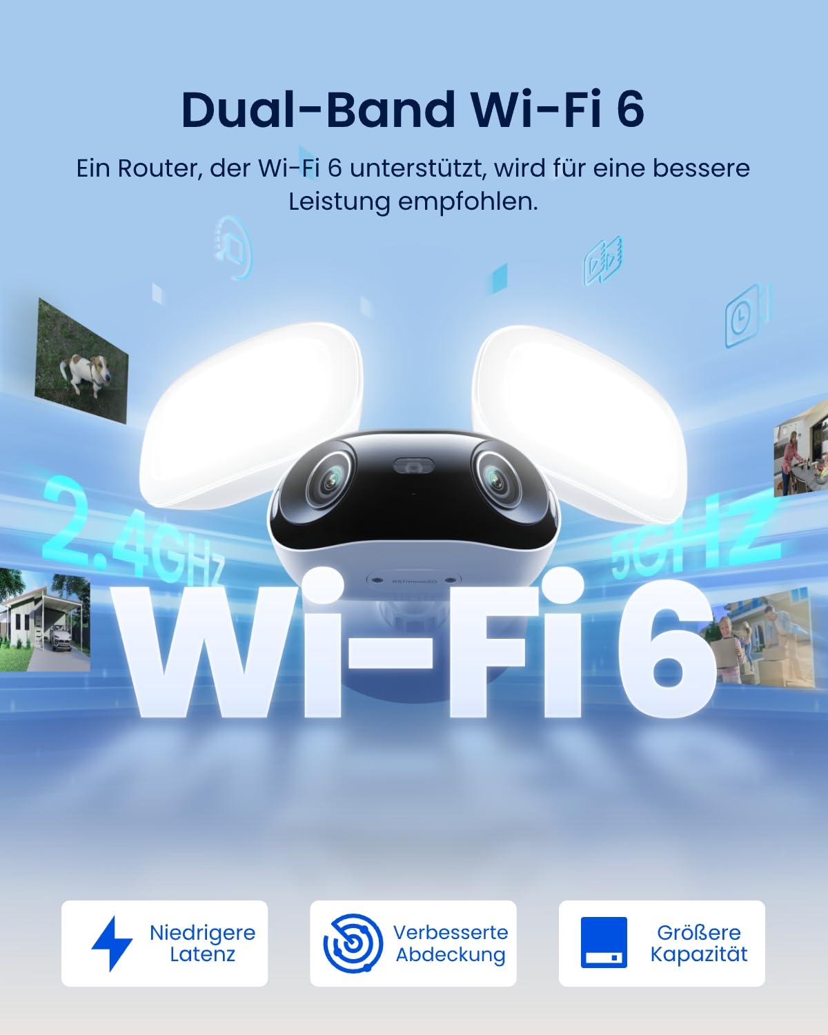 Reolink Elite Floodlight WiFi, 4K Wi-Fi 6 Überwachungskamera Aussen mit 3000 Lumen Flutlicht, Dimmbares Licht(3000K~6500K), WLAN Kamera Outdoor, Lokale KI-Videosuche, 180° Panoramablick, KI-Erkennung 7