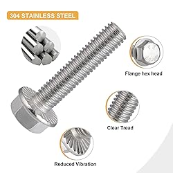 VGBUY M8-1.25 x 30mm Flanged Hex Head Bolts,304