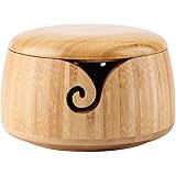 ZJchao Yarn Bowl Natural Handmade Crafted Wooden Yarn Bowl with Removable Lid for Knitting and Crocheting, for Mom and Grandm