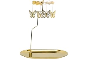 LPUSA Rotary Candle Holder Butterfly Gold Metal Spinning Tea Lights Candle Holder, Romantic Scandinavian Designed Candlestick Ornament for Wedding Party Christmas Festival Home Decor，Butterfly