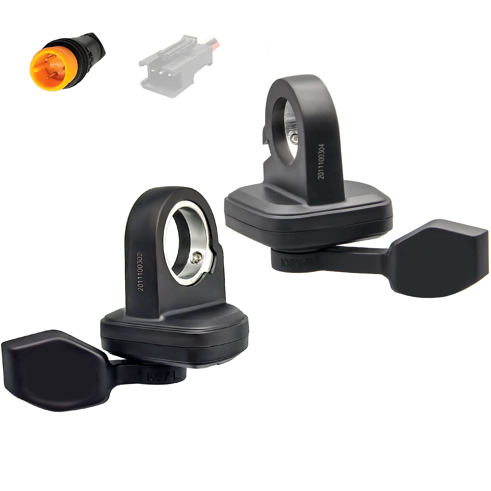 HUDAMZKY EBike Thumb Throttle 108X Left or Right Thumb Throttle Speed Control 3 Pin Waterproof/SM Connector 12V 24V 36V 48V 72V for Electric Scooters and EBike (108X-L Waterproof Plug)
