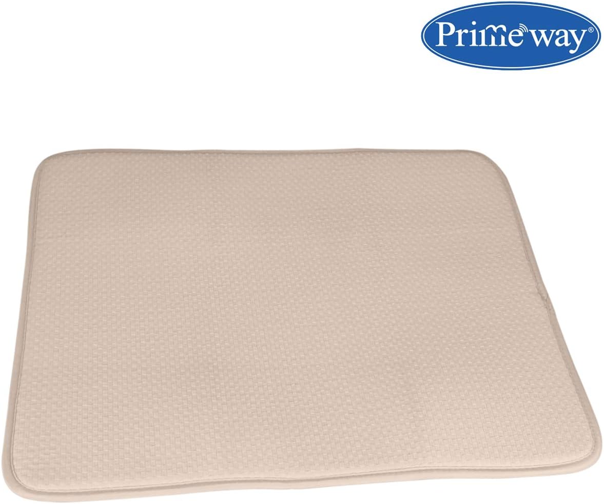 Primeway Checkered Extremely Absorbent Microfiber Dish Drying Mat, 240 Gsm, 40X45Cm, Cream
