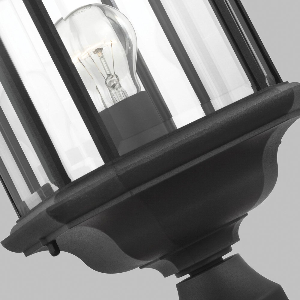 Sea Gull Lighting 82029-12 Kent One-Light Outdoor Post Lantern with Clear Beveled Glass Panels, Black Finish