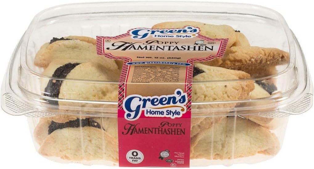 Green's Bakery Kosher Hamantashen Poppy (Mohn) Cookies - 12 Ounces
