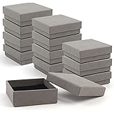 Coobbar Gift Box Necklace Earring Ring Box Gift Box,12 Pieces Square Cardboard Jewelry Gift Boxes,Cotton Filled Cardboard Paper Jewelry Box Gift Case (3.5x3.5x1.25 Inches) (Gray)