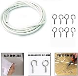 DIVCHI Net Curtain Wire Set 2M with 4 Eyes & 4 Hooks White view 2