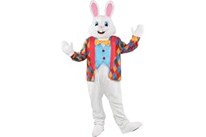 Opemon Easter Bunny Costumes Rabbit Mascot Adult Size Fancy Dress Suit Easter Bunny Head for Holiday Celebration Party