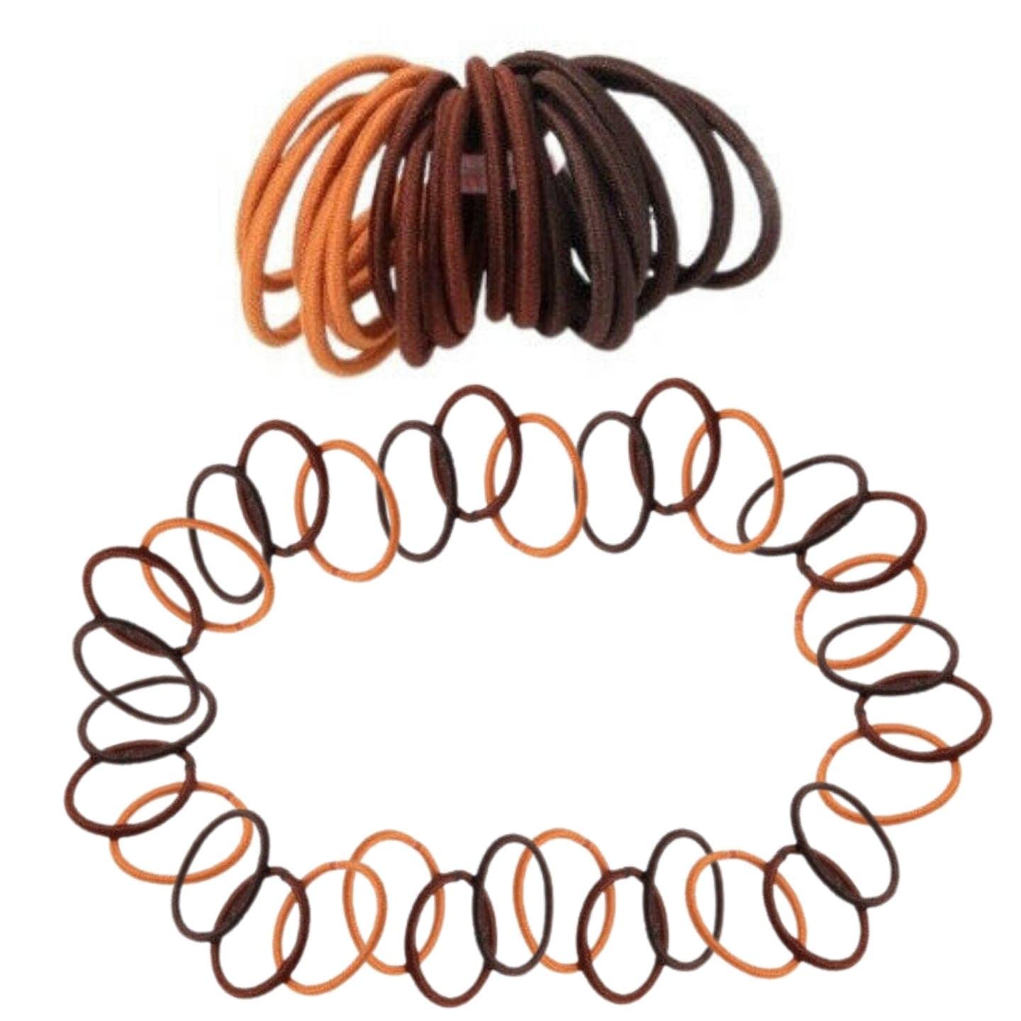 Topkids Accessories Mini Tiny Hair Ties for Adults and Kids, Small Hair Bands, Ponytail Holders, Kids Hair Bobbles, Small Hair Elastics, Girls Hair Accessories, Fabric Hair Ties (20pcs Brown Tones)