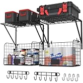 2 Packs Garage Shelving Heavy Duty Garage Storage Shelves with Wire Baskets Laundry Room Shelves Wall Mounted Shelf with Rack