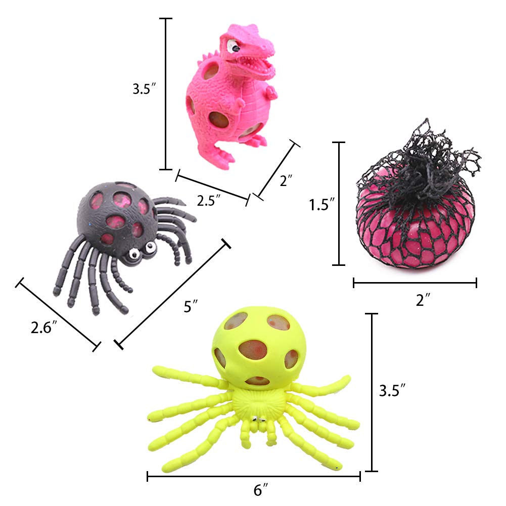 Squishy Mesh Stress Balls, Anti Stress Ball Squishy Light up Ball 8PCS Prime Toys Slime Stress Ball for Kids