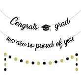 Tinbax Graduation Decorations Class of 2025 Party Supplies - Congrats Grad Banner and We are so Proud of You Banner(Pre-Strung)