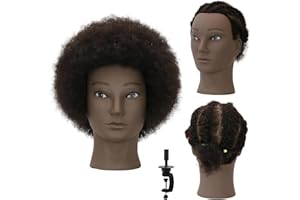 WDQXCQA Afro Male Mannequin Head 8-inch mannequin head with 100% human hair that can be bleached or dyed to suit hair styling practice cutting practice styling practice and braiding practice