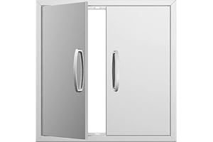 KODOM Outdoor Kitchen Doors - 24W x 24H Inch, Double BBQ Access Doors, 304 Stainless Steel for Outdoor Kitchen Cabinet Grill Station or BBQ Island