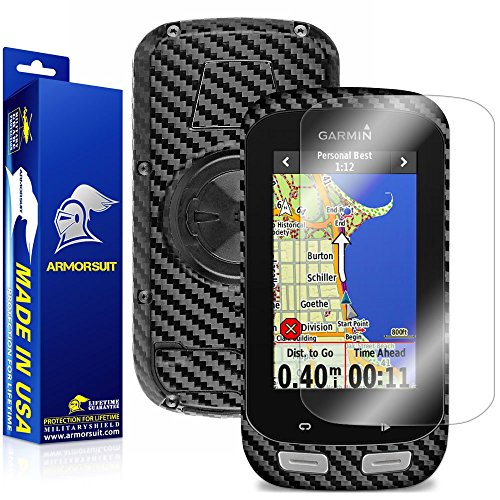 ArmorSuit MilitaryShield - Garmin Edge 1000 Screen Protector + Black Carbon Fiber Full Body Skin Protector / Front Anti-Bubble Ultra HD - Extreme Clarity & Touch Responsive Shield with Lifetime Free Replacements - Retail Packaging