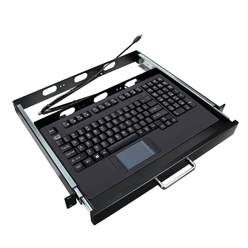 Server Keyboard Rack Adesso AKB-425UB-MRP 1U Rackmount Drawer with USB Touchpad Keyboard ...