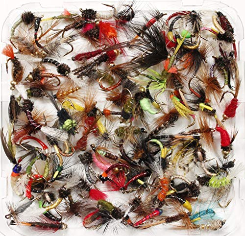 Mouches Mixtes Assorties Pour Pêche à La Truite, Mouches Humides, Sèches, Nymphes Et Chironomes – Tailles 8, 10, 12, 14, 16 Ou 18 Pouces, Quantités 10, 25, 50, 100