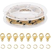 KISSITTY 3.28 Feet Black Beaded Necklace Chains Enamel Stainless Steel Curb Chains Twisted Jewelry Curb Chain with Lobster Claw Clasps Jump Rings for Necklace Bracelet DIY Jewelry Making Supplies