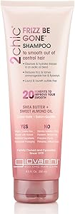 GIOVANNI 2chic Frizz Be Gone Shampoo - Anti Frizz Natural Hair Smoothing Formula with Shea Butter & Sweet Almond Oil, Macadam