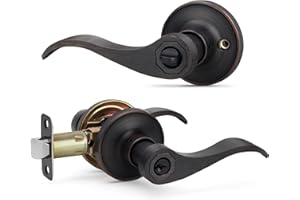 LOQRON Wave Style Door Lever, Keyed Entry Door Handle with Lock, Oil Rubbed Bronze Entrance Lever Reversible for Left/Right Handed for Office or Front Door, 1 Pack