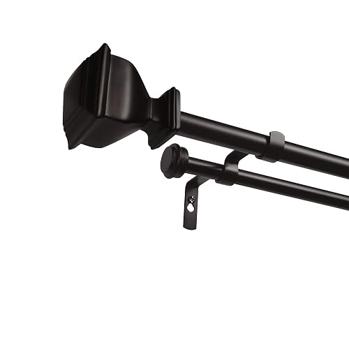 Exclusive Home Curtains Napoleon Double Curtain Rod Set With Finials - Matte Bronze 36-72 Inch