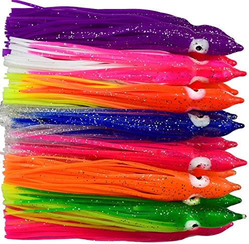 100pcs Soft Fishing Lures Squid Skirts Octopus Lure Trolling Hoochies Fishing Lures Set
