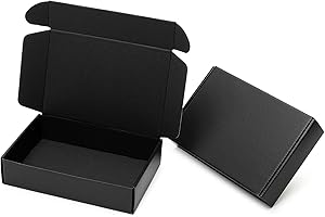 Mcfleet 9x6x2" Black Shipping Boxes - 24 Pack Corrugated Cardboard Mailing Box Packaging for Small Business - Tab Locking Literature Mailer Boxes Flat Shipping Boxes Empty Gift Packing Boxes Supplies