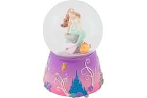 Elanze Designs Mermaid and Fish on Lilac Wind Up Musical 80MM Sturdy Glitter Water Snow Globe Tabletop Dresser Nightstand Figurine Decoration Plays Tune by The Beautiful Sea