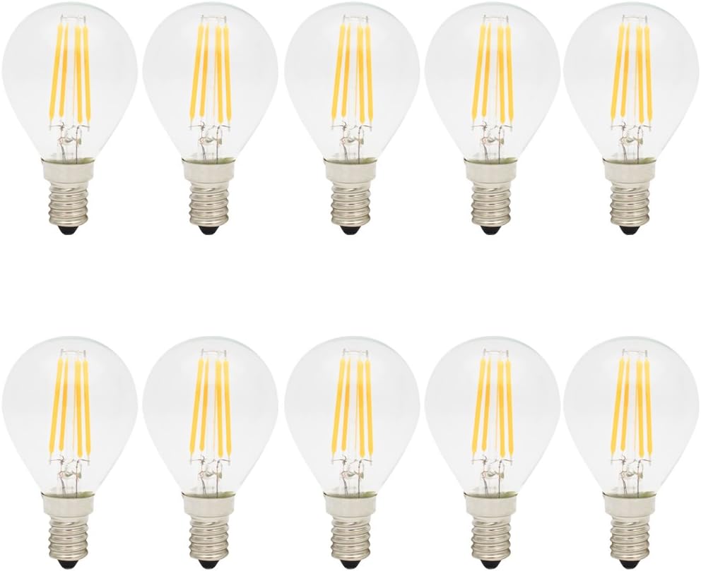 10X 4W E14 LED Dimmable Filament Golf Ball Bulb Warm 2700K G45 LED Vintage Globe Light Bulbs 30W Incandescent Replacement