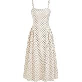 CIDER Womens Polka Dots Summer Casual Dresses Square Neck Sleeveless Midi A Line Elegant Dress