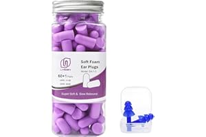 LYSIAN Ultra Soft Foam Earplugs Sleep - 38dB SNR Noise Cancelling Ear Plugs for Sleeping, Shooting, Snoring, Work Loud Sound Reduction- 60 Pairs Valued Pack,Purple