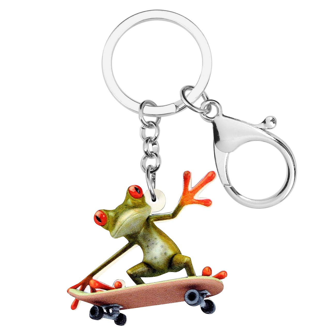 WEVENI Acrylic Cute Skateboard Frog Keychain Keyring Car Bag Wallet Charm Jewelry For Women(Multicoloured)