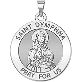 PicturesOnGold.com Saint Dymphna Round Religious Medal - in Sterling Silver and 10K or 14K Gold