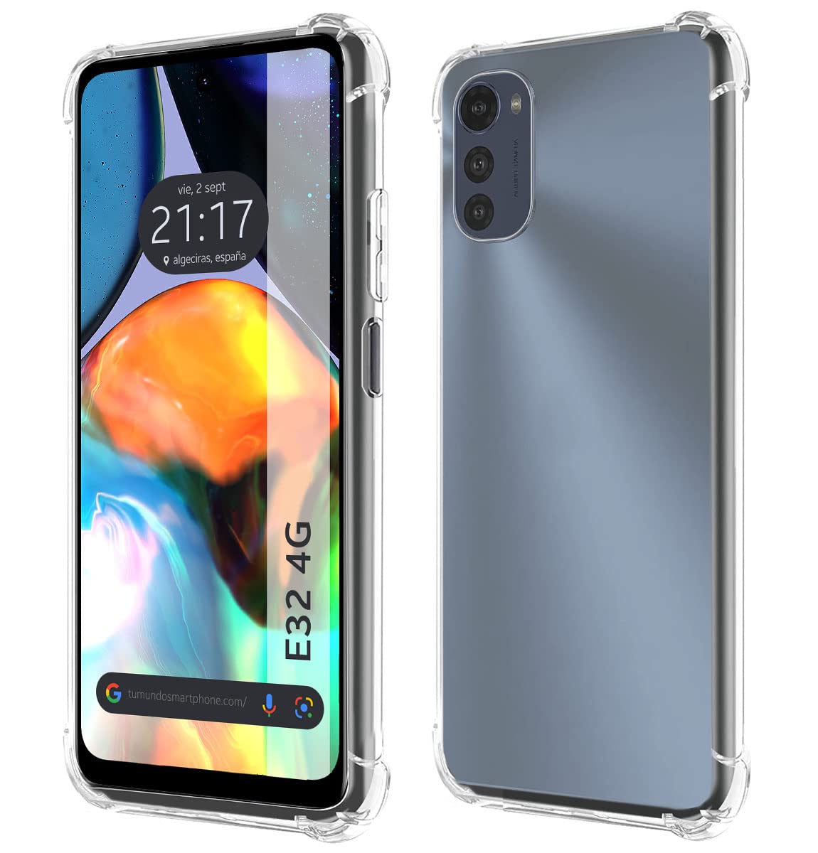 Tumundosmartphone Transparent Shockproof Silicone Case for Motorola Moto E32 4G