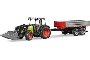 Bruder 02112 CLAAS Nectis 267 F Farm and Construction Tractor With Frontloader And Tipping Trailer