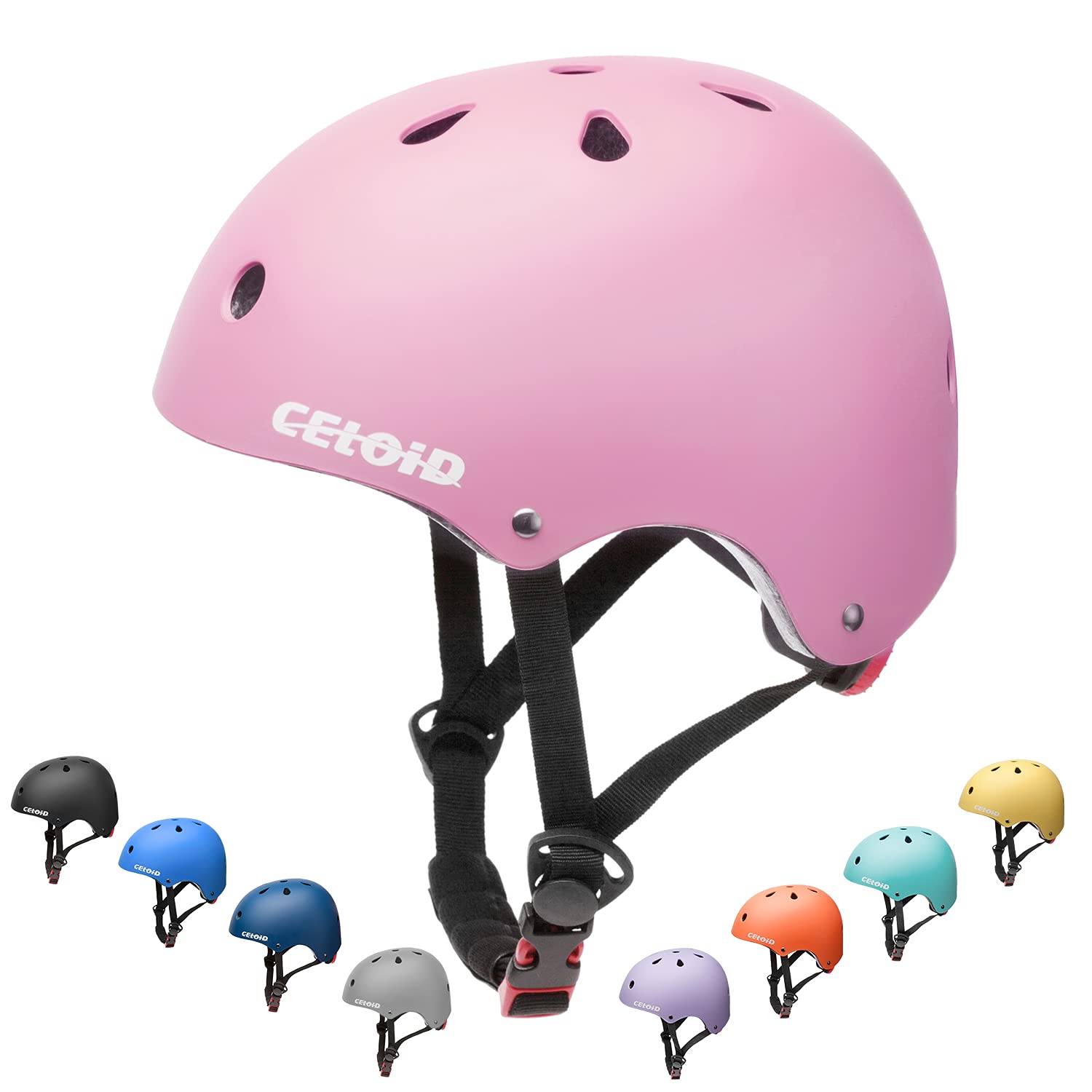 CELOID Kids Bike Helmet,Youth Skateboard Helmets for Ages 8-10-12-14 Years Boys Girls,Adjustable Multi-Sport Bicycle Skateboarding Football Roller Skating Scooter Rollerblade Balance Bike Helmet,Pink