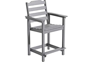 OTSUN Tall Adirondack Chair, 24 inches HDPE Bar Height Outdoor Chair, All Weather Resistant Adirondack Bar Stools for Balcony, Porch Kitchen (1 PC, Grey)