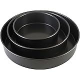 Chicago Metallic Professional Non-Stick 3-Piece Round Cake Pan Bakeware Set, Black