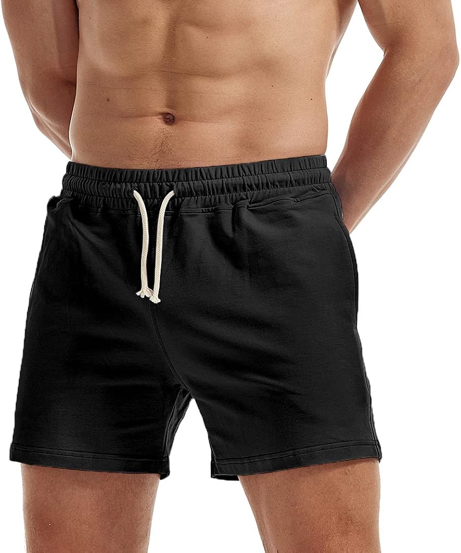 AIMPACT Mens Gym Sweat Shorts 5 inch Fitted Athletic Workout Lounge Jogging  Shorts with Pockets (Black S) at Amazon Men's Clothing store