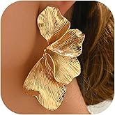 Chunky Statement Leaf Earrings for Women,Large Flower Dangle Drop Earrings Punk Chic Ginkgo Leaf Floral Stud Earring Exaggerated Unique Prom Jewelry