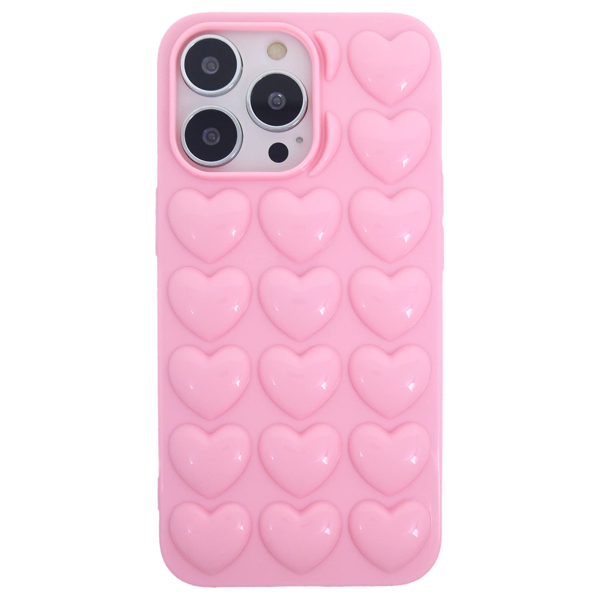 DMaos iPhone 13 Pro Case for Women, 3D Pop Bubble Heart Kawaii Gel Cover, Cute Girly for iPhone13 Pro 6.1 inch - Pink — image 1
