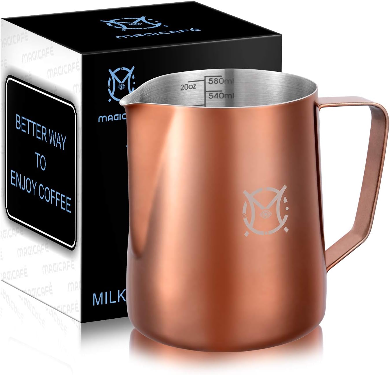 Magicafé Milk Frothing Frother Pitcher with Measurement Line Inside
