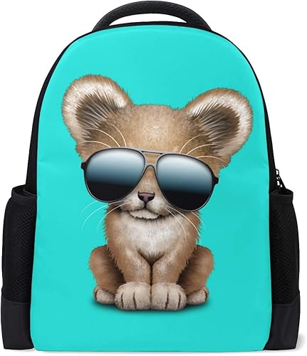 Amazon Mikaかわいいベビー ライオン 身に着けているサングラス リュック おしゃれ バックパック 人気 カジュアルリュック 大容量 防水 丈夫 タウンリュック 男女兼用 多機能通気性 収納 アウトドア 通勤 通学 旅行防水パック Mika メンズ