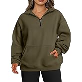TAKEYAL Plus Size Sweatshirts for Women Pockets Half Zip Pullover Long Sleeve Oversized Drop Shoulder Y2K Clothes