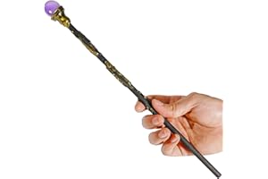 Rich Boxer Magic Wand for Kids with Purple Crystal Gemstone Wooden Wand Fairy Witches Wizards Wands Cosplay Costume Party Accessories Birthday Halloween Toys Decor Gift